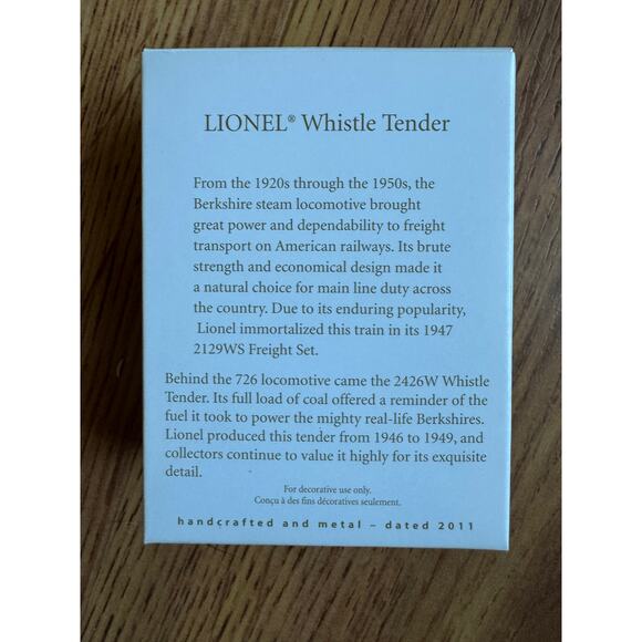 Lionel Whistle Tender 2011 Hallmark Ornament - Picture 2 of 4